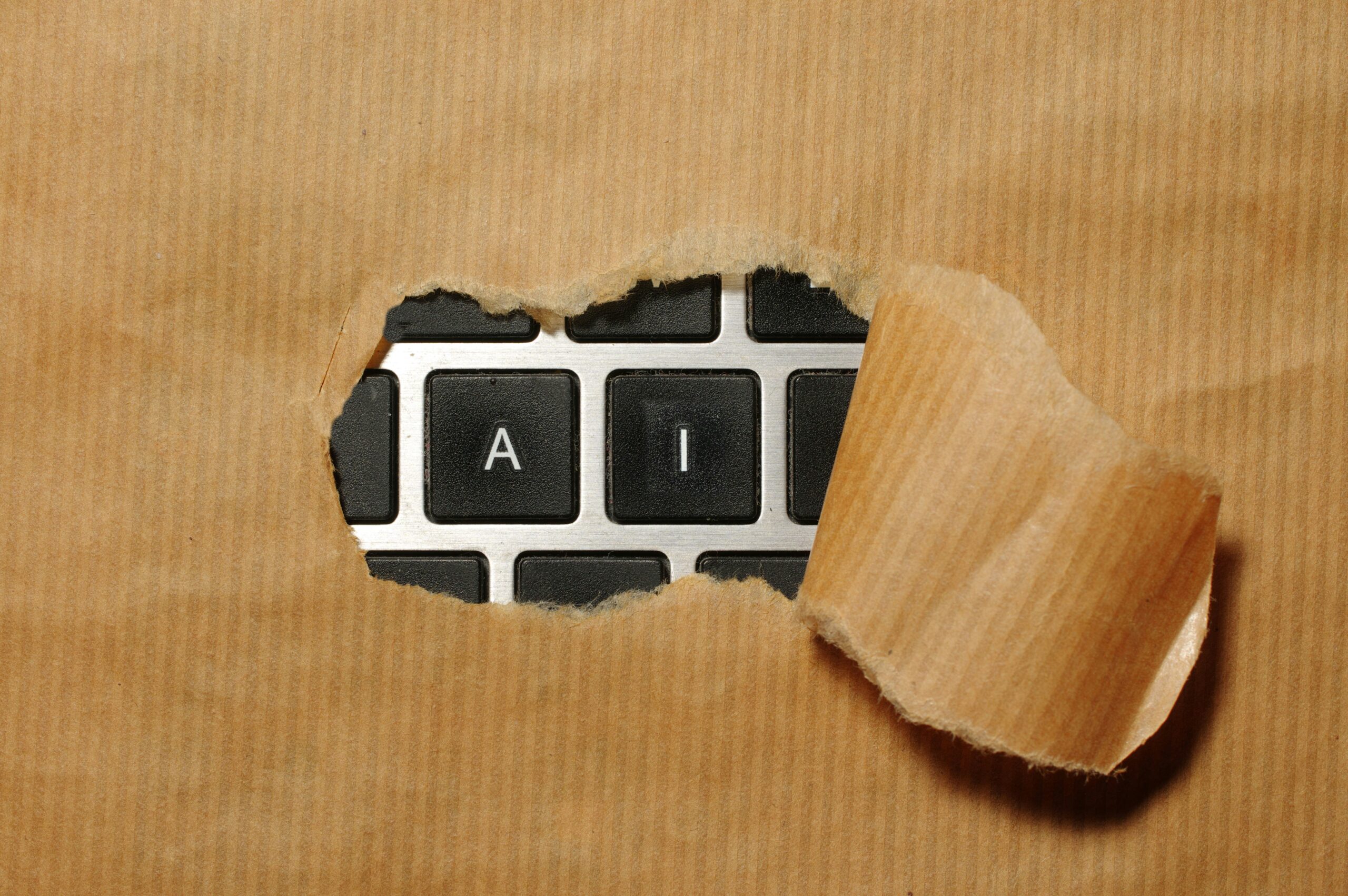 Home 25 A Piece Of Cardboard With A Keyboard Appearing Through It
